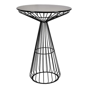 Black Wire Cocktail Table with 32” Round Black Top and Durable Black Steel Base
