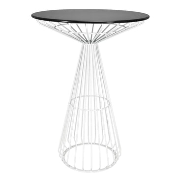 White 32" Wire Cocktail Table with Durable Black Top for Event and Rental Use