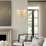 Modern Crystal Wall Sconce Lighting, 2-Light Wall Mounted Crystal Light Fixture for Bathroom, Living Room & Indoor Use