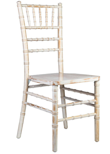 White Distressed Heavy-Duty Wood Ballroom Chair