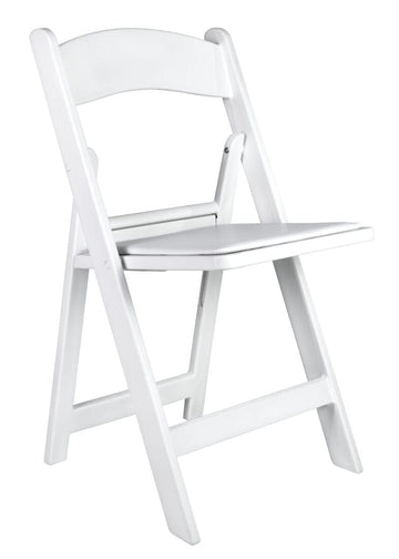 White Premium Resin Folding Chair with Stainless Steel Hardware