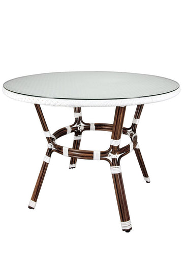 40" Round Glass Top Rattan French Bistro Table