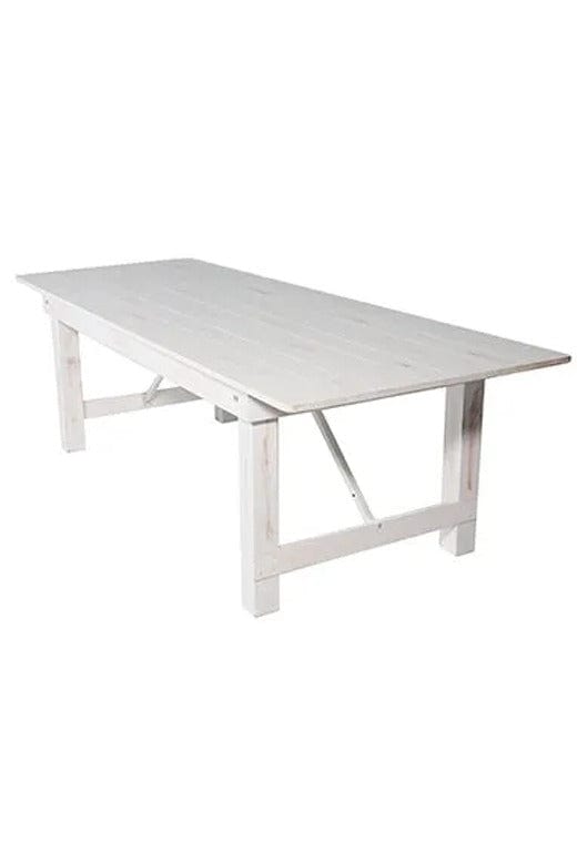 96" x 40" (8 Foot) White Distressed Rectangle Straight Leg Wood Farm Table
