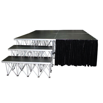 Black 16" Stage Skirt, 8ft Length, Compatible with XSQ XSU Stages