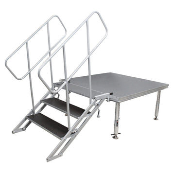 XSQ-ST3 StageQ 3 Step Heavy Duty Foldable Adjustable 18" to 28" with Rail