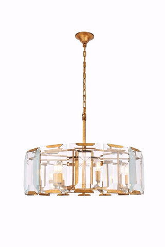 ZC121-1211D30GI - Urban Classic: Monaco 8 light Golden Iron Chandelier Clear Glass Crystal