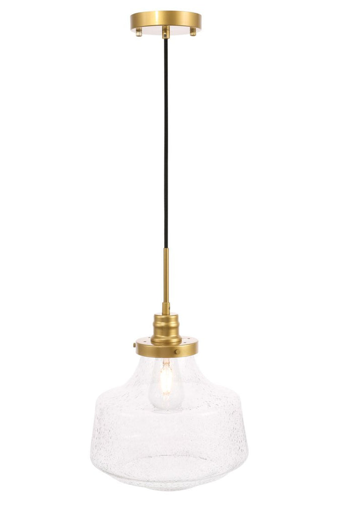 ZC121-LD6260BR - Living District: Lyle 1 light Brass and Clear seeded glass pendant