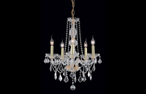 C121-7855D21G/RC - Regency Lighting: Verona 5 light Gold Chandelier Clear Royal Cut Crystal