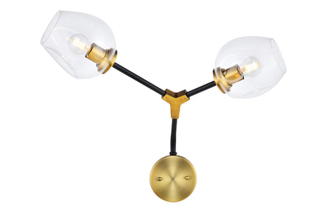 ZC121-1712W26LAB - Urban Classic: Cavoli 2 light in Light Antique Brass and Flat Black Wall sconce