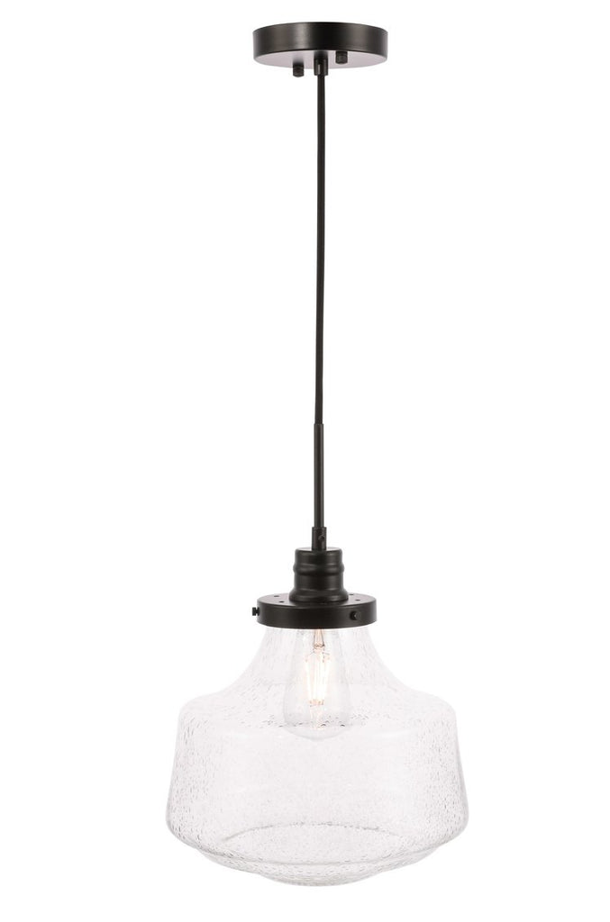 ZC121-LD6258BK - Living District: Lyle 1 light Black and Clear seeded glass pendant