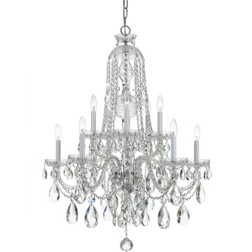 10 Light Polished Chrome Crystal Chandelier Draped In Clear Hand Cut Crystal - C193-1110-CH-CL-MWP