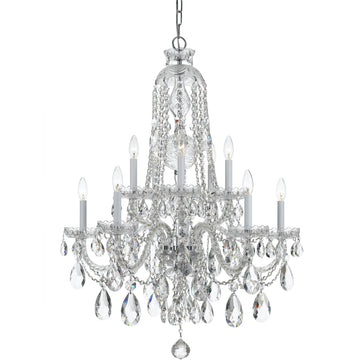 10 Light Polished Chrome Crystal Chandelier Draped In Clear Spectra Crystal - C193-1110-CH-CL-SAQ