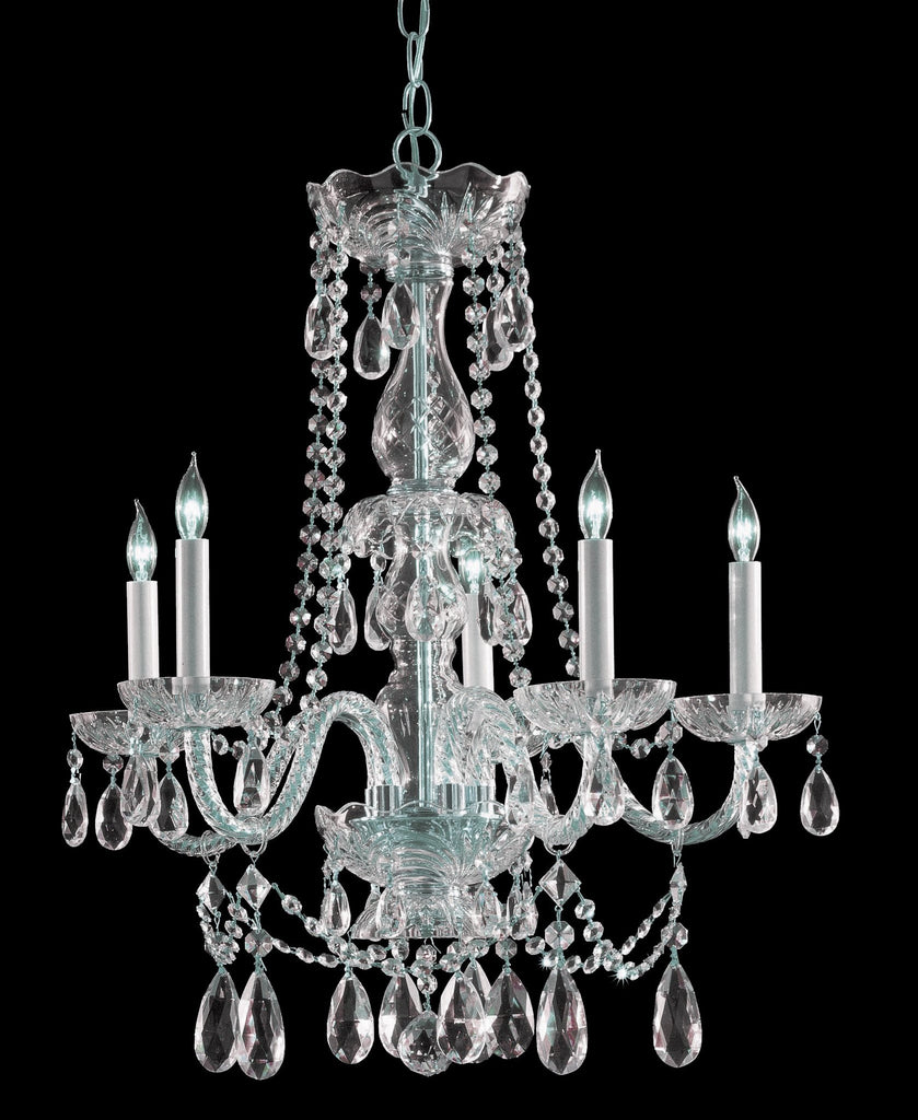 5 Light Polished Chrome Crystal Chandelier Draped In Clear Swarovski Strass Crystal - C193-1125-CH-CL-S