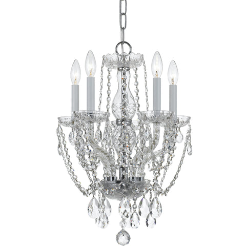 5 Light Polished Chrome Crystal Mini Chandelier Draped In Clear Swarovski Strass Crystal - C193-1129-CH-CL-S