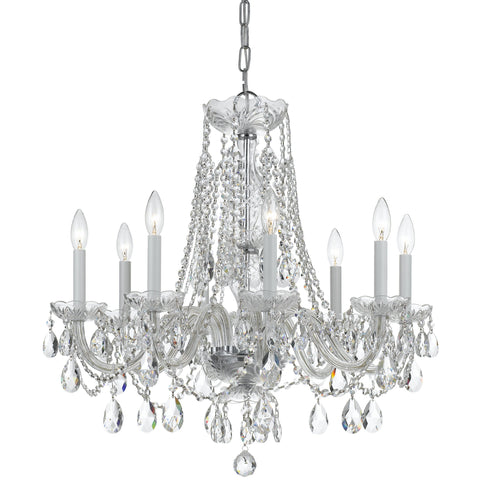 8 Light Polished Chrome Crystal Chandelier Draped In Clear Hand Cut Crystal - C193-1138-CH-CL-MWP