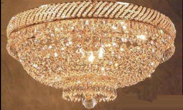 French Empire Crystal Flush Chandelier Lighting H 16" W 23" - A500-Flush/448/9