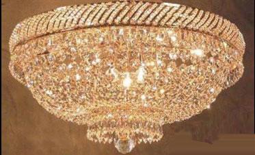 French Empire Crystal Flush Chandelier Lighting H 16" W 23" - F93-Flush/448/9