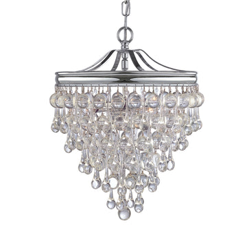 3 Light Polished Chrome Transitional Mini Chandelier Draped In Clear Glass Drops - C193-130-CH