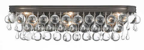 6 Light Vibrant Bronze Transitional Bathroom-Vanity Light Draped In Clear Glass Drops - C193-133-VZ