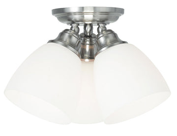 Livex Somerville 3 Light Brushed Nickel Ceiling Mount - C185-13664-91