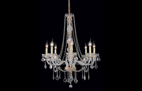 C121-7858D28G/EC - Regency Lighting: Verona 8 light Gold Chandelier Clear Elegant Cut Crystal