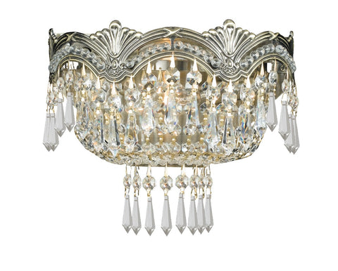 2 Light Historic Brass Crystal Sconce Draped In Clear Swarovski Strass Crystal - C193-1480-HB-CL-S