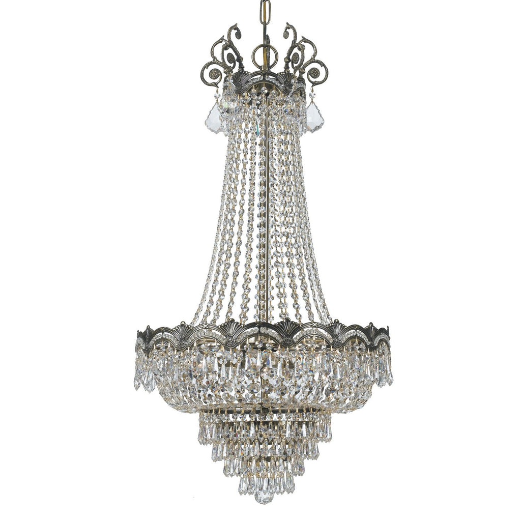 8 Light Historic Brass Crystal Chandelier Draped In Clear Swarovski Strass Crystal - C193-1487-HB-CL-S