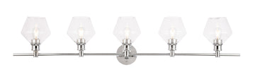 ZC121-LD2324C - Living District: Gene 5 light Chrome and Clear  glass Wall sconce