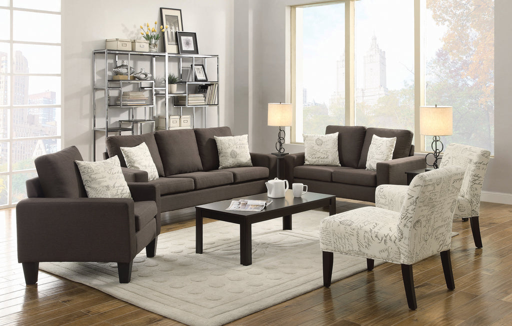 Set of 3 - Bachman Track Arm Upholstered Sofa + Loveseat Grey - D300-10038