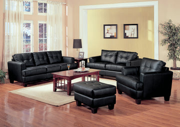 Set of 2 - Samuel Cushion Sofa + Love Seat Black - D300-10004