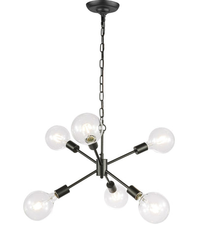 ZC121-LD5033D16BK - Living District: Nolan  6 light Black pendant