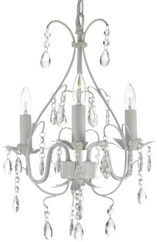 Wrought Iron Crystal Chandelier Lighting Country French White, 3 Lights,, Ceiling Fixture J10-591/3-WHITE