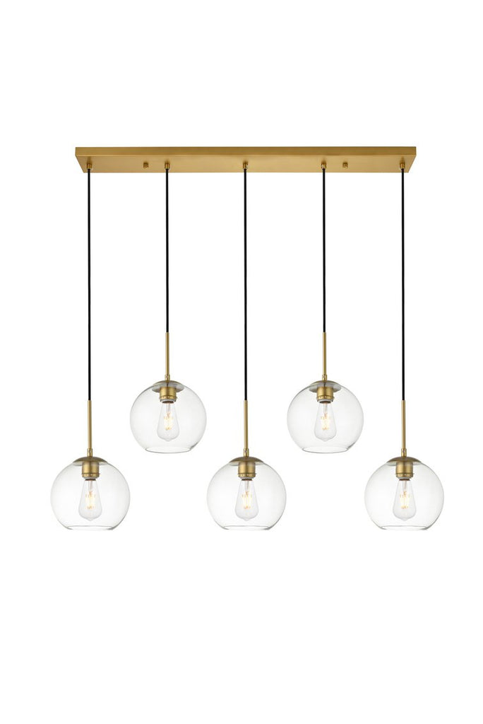 ZC121-LD2228BR - Living District: Baxter 5 Lights Brass Pendant With Clear Glass