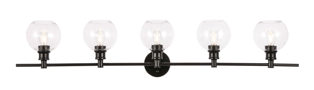 ZC121-LD2326BK - Living District: Collier 5 light Black and Clear glass Wall sconce