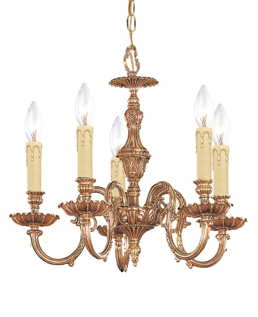 5 Light Olde Brass Crystal Mini Chandelier - C193-2605-OB