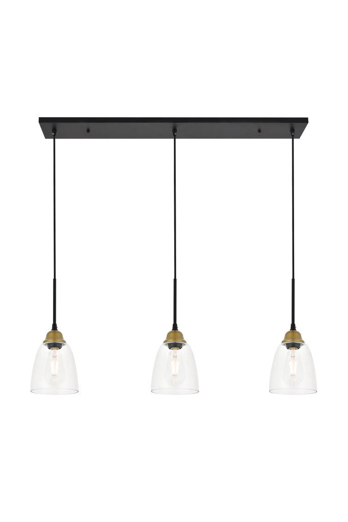 ZC121-LD4013D38BRB - Living District: Felicity 3 light brass and black Pendant