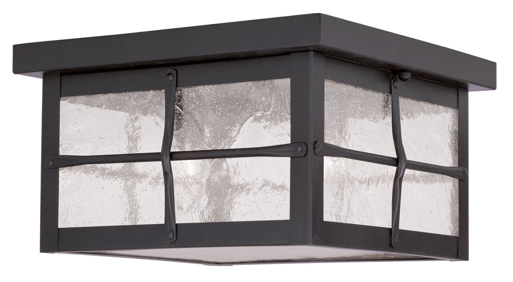 Livex Brighton 3 Light Hammered BZ Outdoor Flush Mount - C185-2689-07