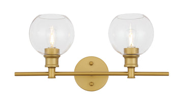 ZC121-LD2314BR - Living District: Collier 2 light Brass and Clear glass Wall sconce