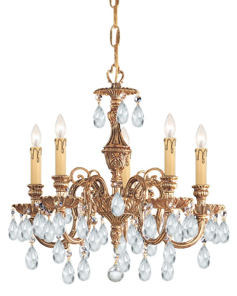 5 Light Olde Brass Crystal Mini Chandelier Draped In Clear Swarovski Strass Crystal - C193-2905-OB-CL-S