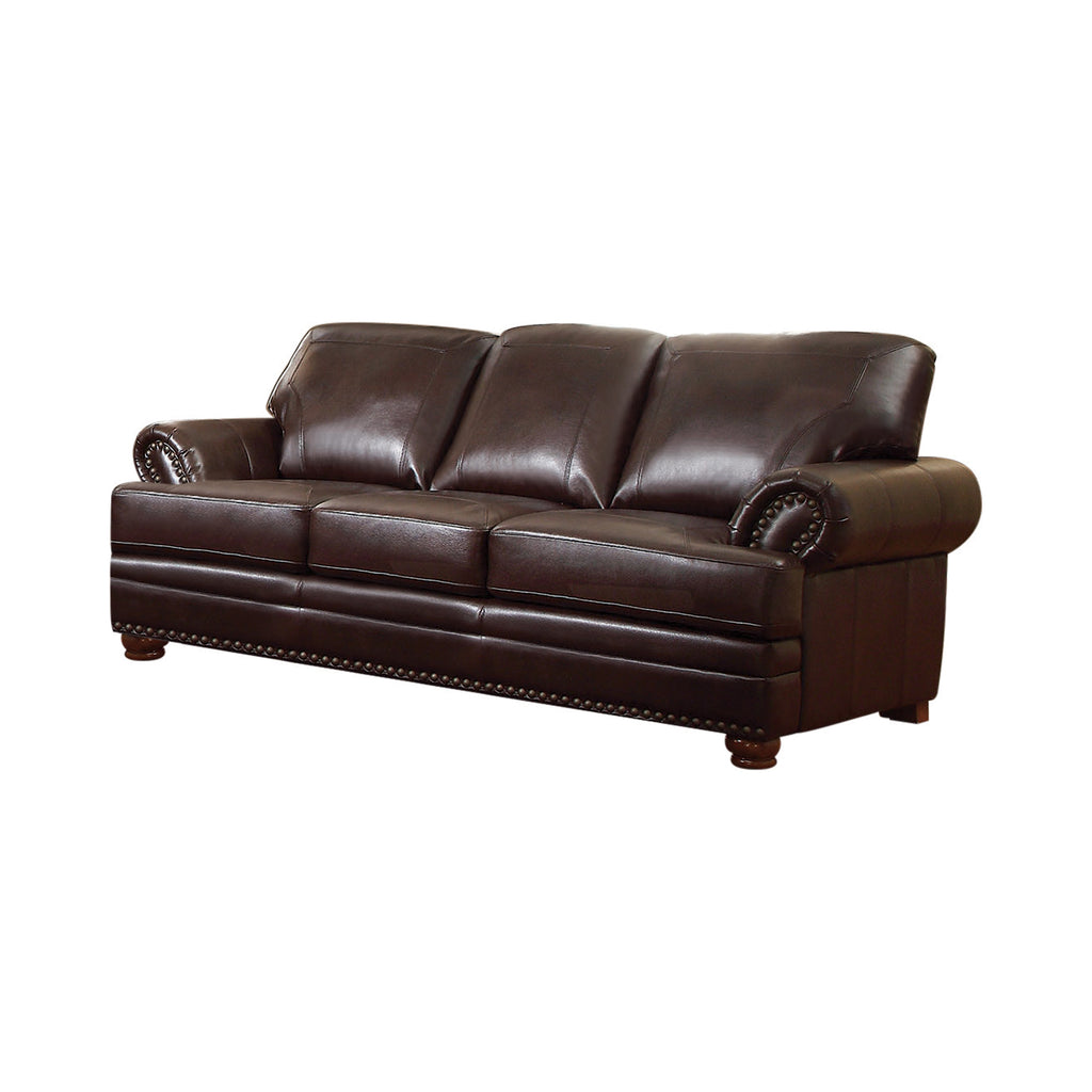 Set of 2 - Colton Rolled Arm Upholstered Sofa + Loveseat Brown - D300-10029