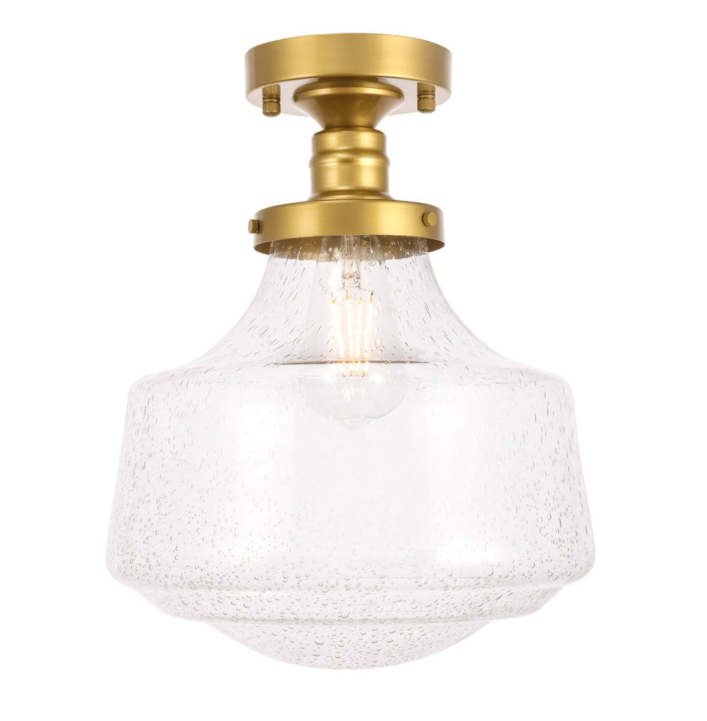 ZC121-LD6242BR - Living District: Lyle 1 light Brass and Clear seeded glass Flush mount