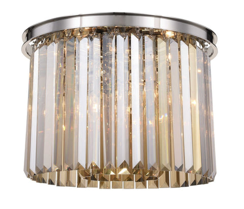 ZC121-1238F20PN-GT/RC - Urban Classic: Sydney 6 light Polished nickel Flush Mount Golden Teak (Smoky) Royal Cut Crystal