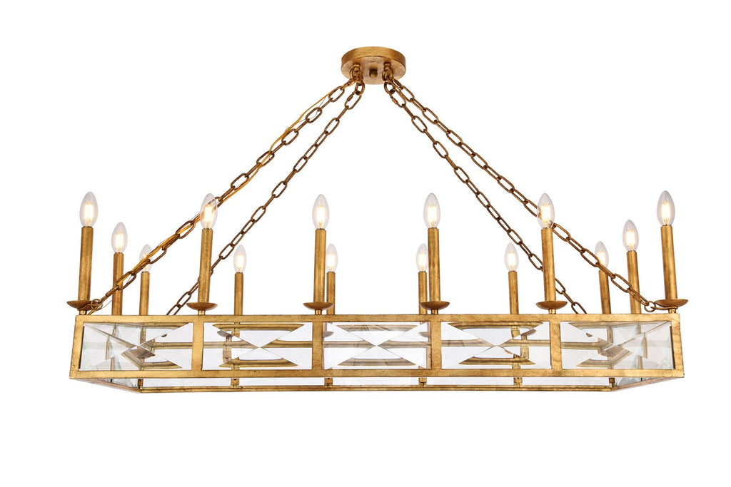 ZC121-1538G46GI - Urban Classic: Exeter 14 light Golden Iron Chandelier Clear Royal Cut Crystal