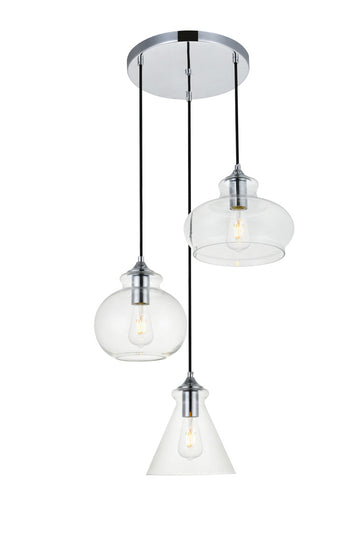 ZC121-LD2247C - Living District: Destry 3 Lights Chrome Pendant With Clear Glass