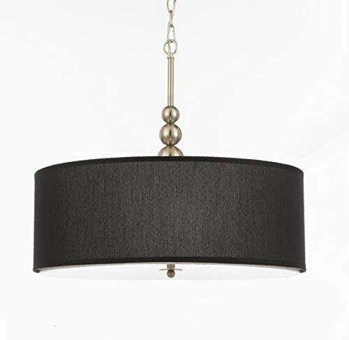 Stewart 3 Light Chandelier Pendant with Drum Shade - J10-420/3 BLACK