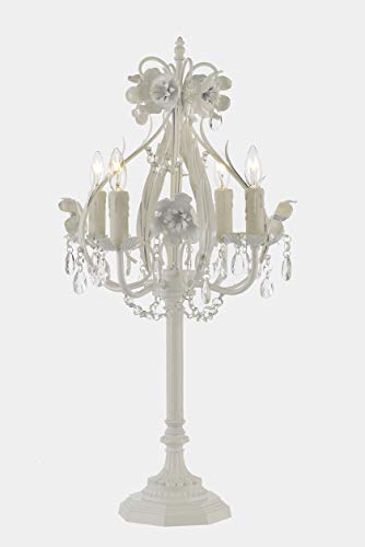 Floral Iron & Crystal White Table Lamp Desk Lamp Bedside Lamp - J10-26027/4 LAMP