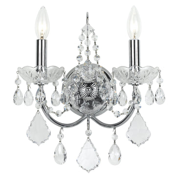 2 Light Polished Chrome Crystal Sconce Draped In Clear Spectra Crystal - C193-3222-CH-CL-SAQ