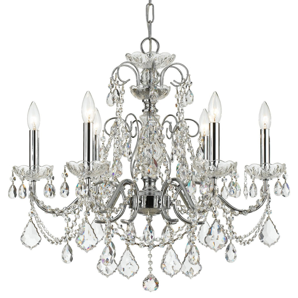 6 Light Polished Chrome Crystal Chandelier Draped In Clear Hand Cut Crystal - C193-3226-CH-CL-MWP