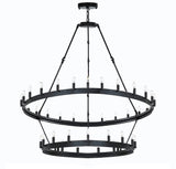 Wrought Iron Vintage Barn Metal Castile Two Tier Chandelier Chandeliers Industrial Loft Rustic Lighting W 38" H 50" - A113-3429/30