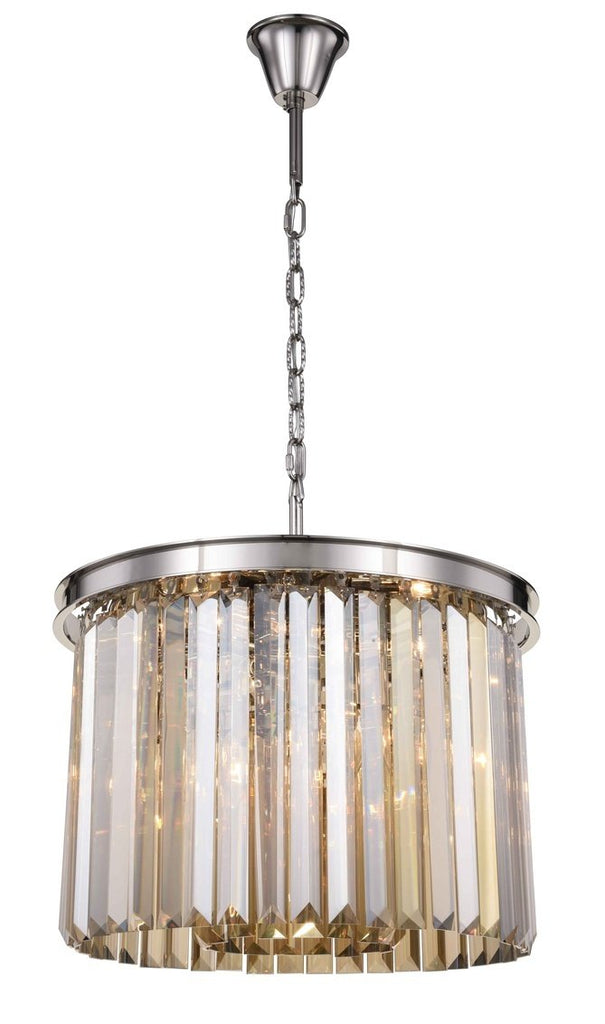 ZC121-1238D20PN-GT/RC - Urban Classic: Sydney 6 light Polished nickel Pendant Golden Teak (Smoky) Royal Cut Crystal